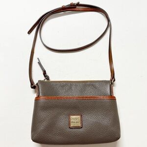 Dooney & Bourke Womens Elephant Gray Brown Pebble Grain Ginger Crossbody Bag